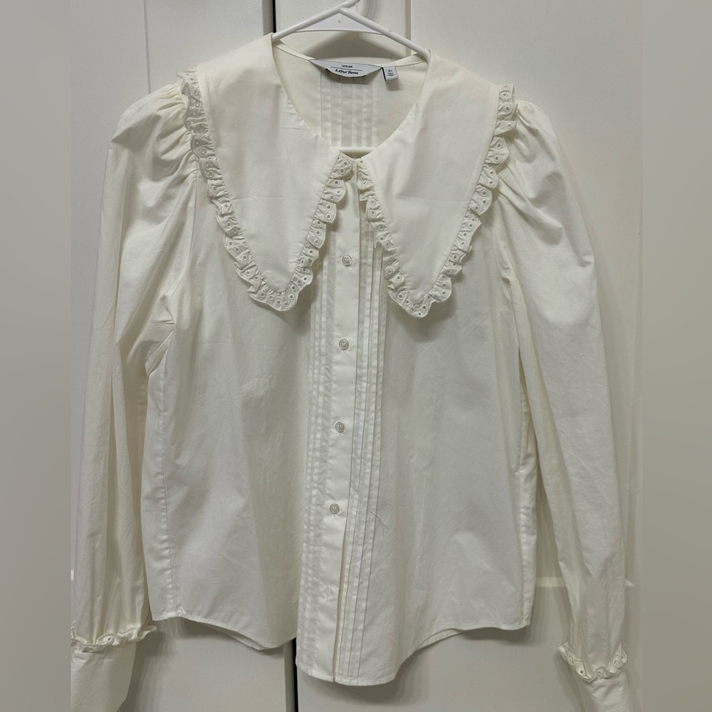 & Other Stories Atelier, White Ruffled Collar Blouse